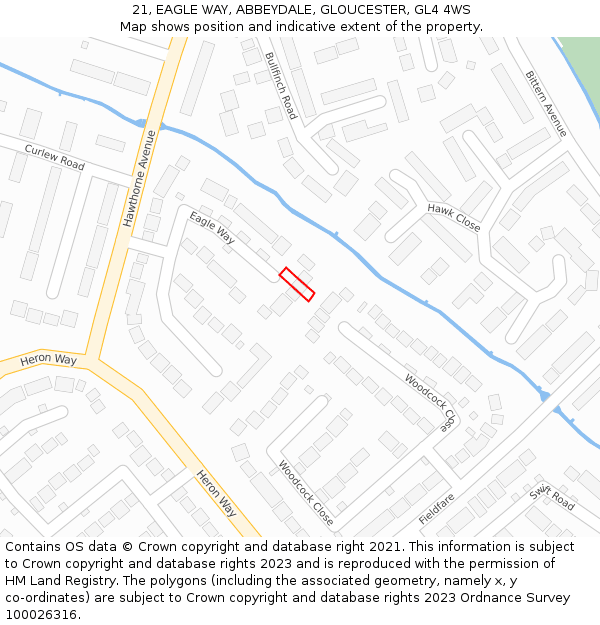 21, EAGLE WAY, ABBEYDALE, GLOUCESTER, GL4 4WS: Location map and indicative extent of plot