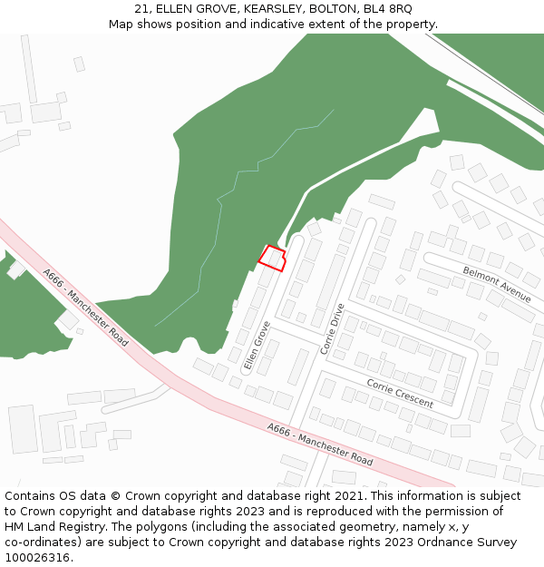 21, ELLEN GROVE, KEARSLEY, BOLTON, BL4 8RQ: Location map and indicative extent of plot