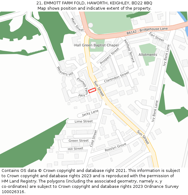 21, EMMOTT FARM FOLD, HAWORTH, KEIGHLEY, BD22 8BQ: Location map and indicative extent of plot