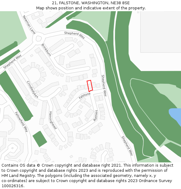 21, FALSTONE, WASHINGTON, NE38 8SE: Location map and indicative extent of plot