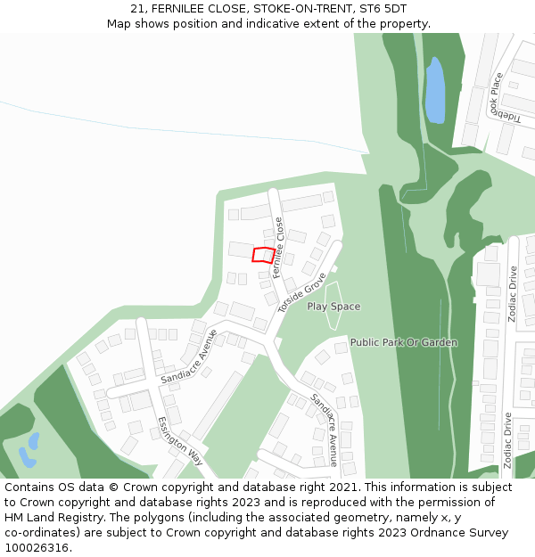 21, FERNILEE CLOSE, STOKE-ON-TRENT, ST6 5DT: Location map and indicative extent of plot