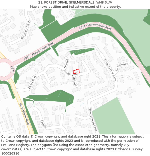 21, FOREST DRIVE, SKELMERSDALE, WN8 6UW: Location map and indicative extent of plot