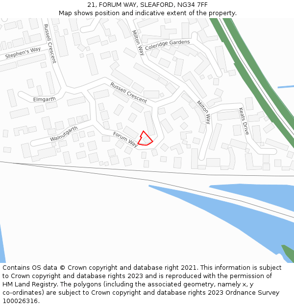 21, FORUM WAY, SLEAFORD, NG34 7FF: Location map and indicative extent of plot