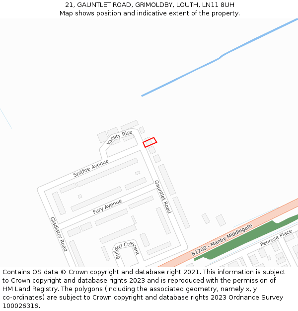 21, GAUNTLET ROAD, GRIMOLDBY, LOUTH, LN11 8UH: Location map and indicative extent of plot