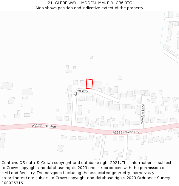 21, GLEBE WAY, HADDENHAM, ELY, CB6 3TG: Location map and indicative extent of plot