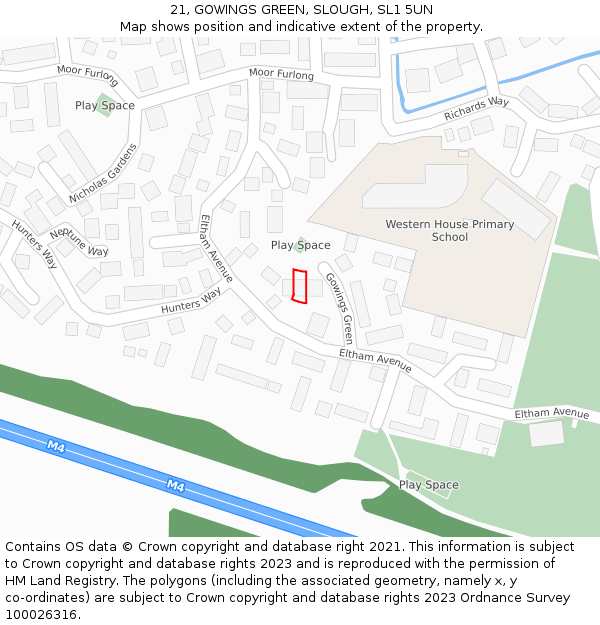 21, GOWINGS GREEN, SLOUGH, SL1 5UN: Location map and indicative extent of plot