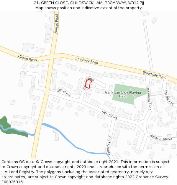 21, GREEN CLOSE, CHILDSWICKHAM, BROADWAY, WR12 7JJ: Location map and indicative extent of plot