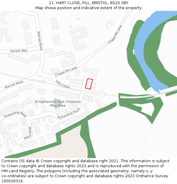 21, HART CLOSE, PILL, BRISTOL, BS20 0BY: Location map and indicative extent of plot