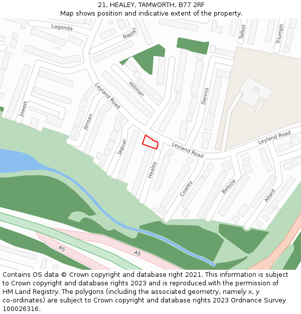 21, HEALEY, TAMWORTH, B77 2RF: Location map and indicative extent of plot