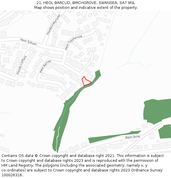 21, HEOL BARCUD, BIRCHGROVE, SWANSEA, SA7 9NL: Location map and indicative extent of plot