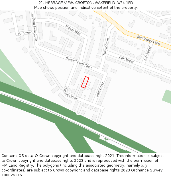 21, HERBAGE VIEW, CROFTON, WAKEFIELD, WF4 1FD: Location map and indicative extent of plot