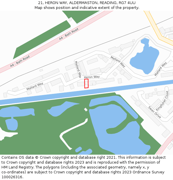 21, HERON WAY, ALDERMASTON, READING, RG7 4UU: Location map and indicative extent of plot