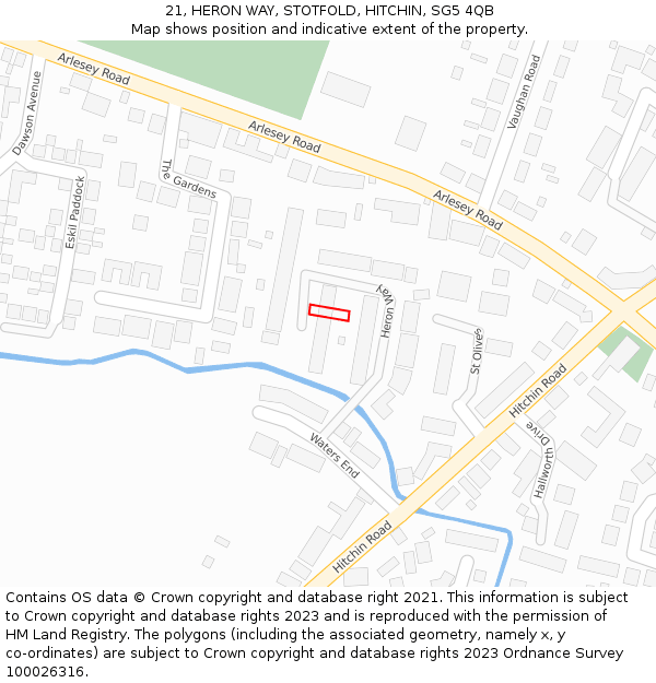 21, HERON WAY, STOTFOLD, HITCHIN, SG5 4QB: Location map and indicative extent of plot