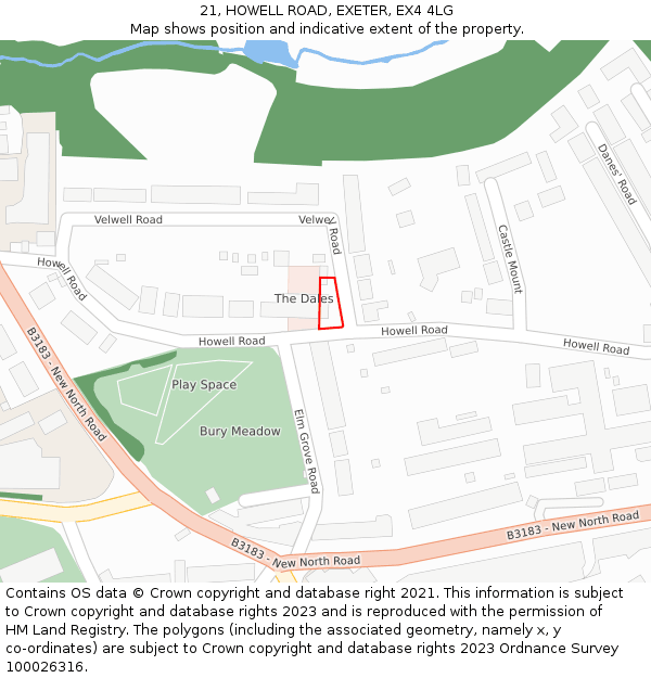 21, HOWELL ROAD, EXETER, EX4 4LG: Location map and indicative extent of plot