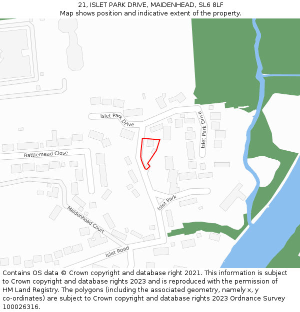 21, ISLET PARK DRIVE, MAIDENHEAD, SL6 8LF: Location map and indicative extent of plot