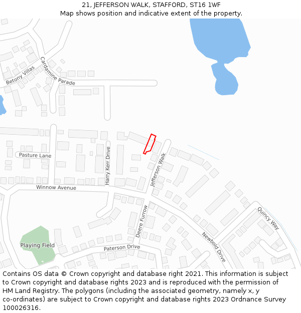 21, JEFFERSON WALK, STAFFORD, ST16 1WF: Location map and indicative extent of plot