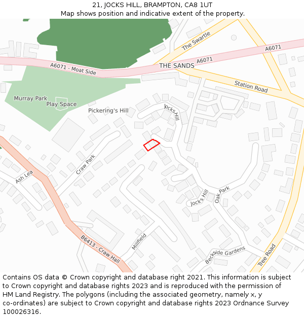 21, JOCKS HILL, BRAMPTON, CA8 1UT: Location map and indicative extent of plot