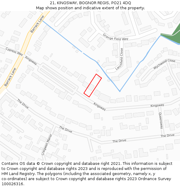 21, KINGSWAY, BOGNOR REGIS, PO21 4DQ: Location map and indicative extent of plot