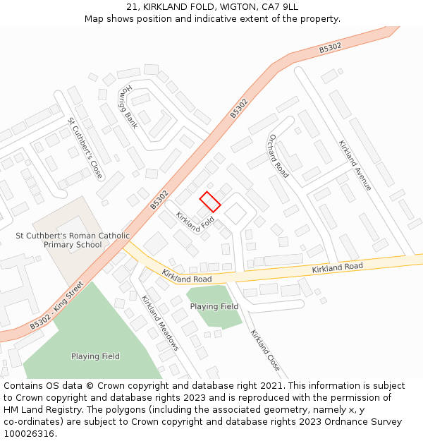 21, KIRKLAND FOLD, WIGTON, CA7 9LL: Location map and indicative extent of plot