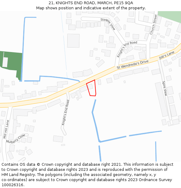 21, KNIGHTS END ROAD, MARCH, PE15 9QA: Location map and indicative extent of plot
