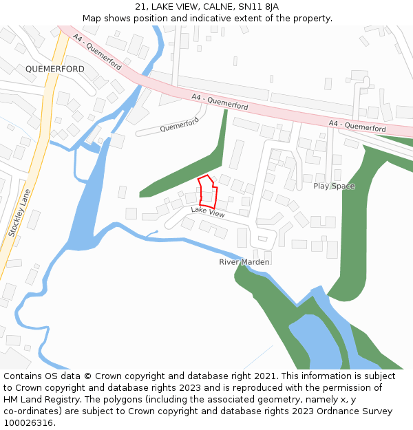 21, LAKE VIEW, CALNE, SN11 8JA: Location map and indicative extent of plot