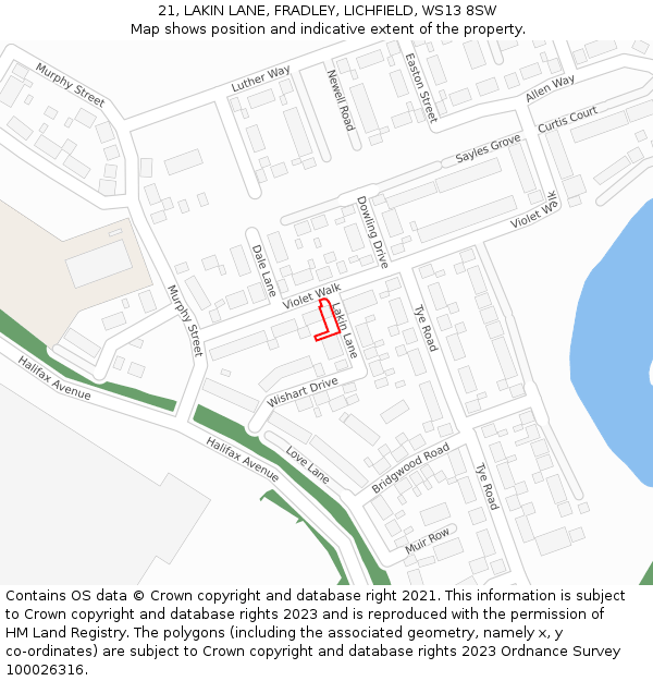 21, LAKIN LANE, FRADLEY, LICHFIELD, WS13 8SW: Location map and indicative extent of plot