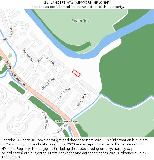 21, LANCERS WAY, NEWPORT, NP10 8HN: Location map and indicative extent of plot