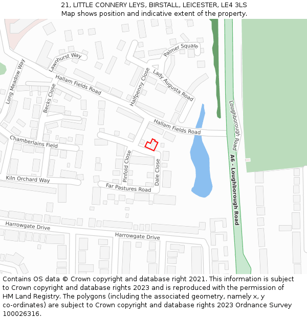 21, LITTLE CONNERY LEYS, BIRSTALL, LEICESTER, LE4 3LS: Location map and indicative extent of plot