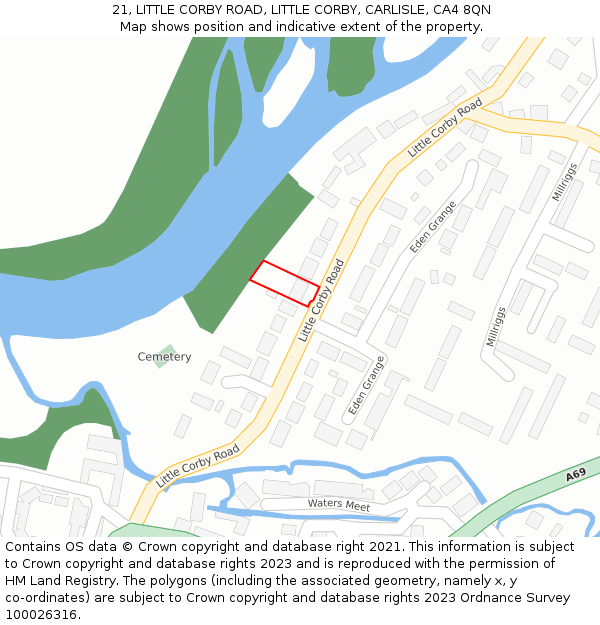 21, LITTLE CORBY ROAD, LITTLE CORBY, CARLISLE, CA4 8QN: Location map and indicative extent of plot