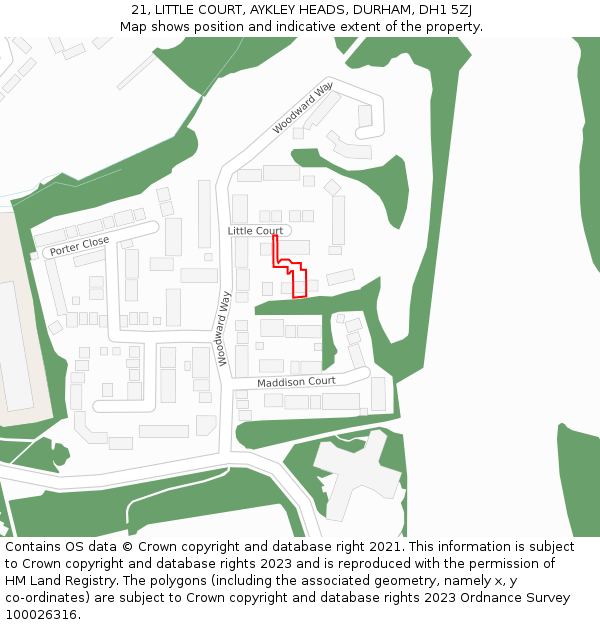 21, LITTLE COURT, AYKLEY HEADS, DURHAM, DH1 5ZJ: Location map and indicative extent of plot