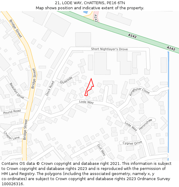 21, LODE WAY, CHATTERIS, PE16 6TN: Location map and indicative extent of plot