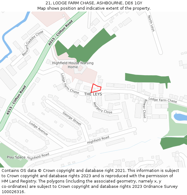 21, LODGE FARM CHASE, ASHBOURNE, DE6 1GY: Location map and indicative extent of plot