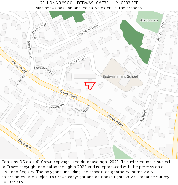 21, LON YR YSGOL, BEDWAS, CAERPHILLY, CF83 8PE: Location map and indicative extent of plot