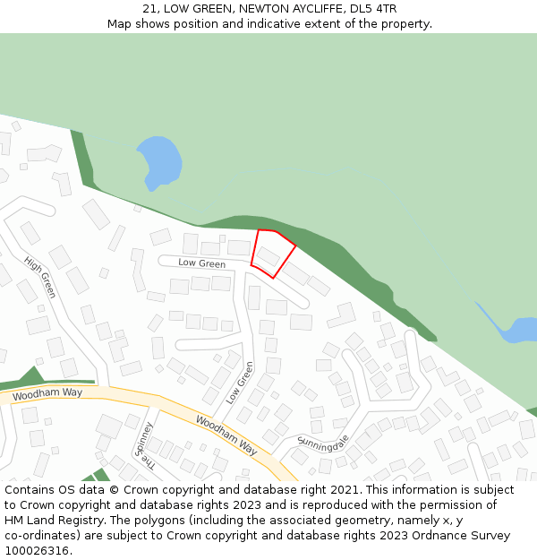 21, LOW GREEN, NEWTON AYCLIFFE, DL5 4TR: Location map and indicative extent of plot