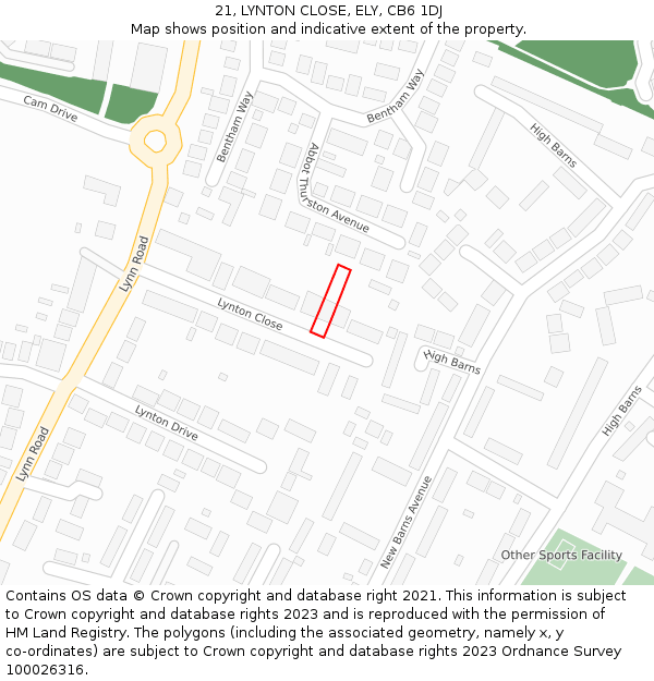 21, LYNTON CLOSE, ELY, CB6 1DJ: Location map and indicative extent of plot