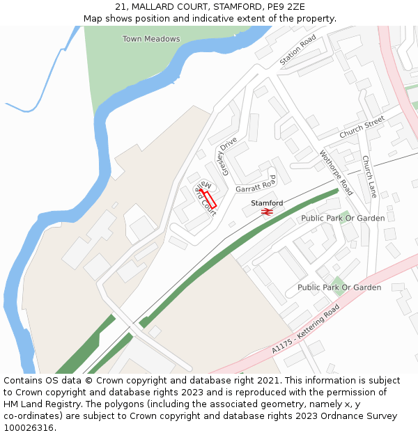 21, MALLARD COURT, STAMFORD, PE9 2ZE: Location map and indicative extent of plot