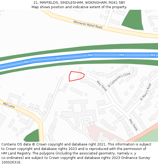 21, MAYFIELDS, SINDLESHAM, WOKINGHAM, RG41 5BY: Location map and indicative extent of plot