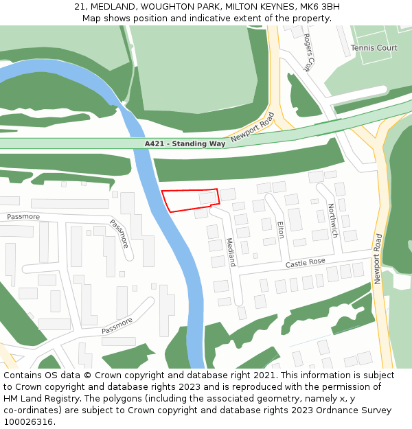 21, MEDLAND, WOUGHTON PARK, MILTON KEYNES, MK6 3BH: Location map and indicative extent of plot