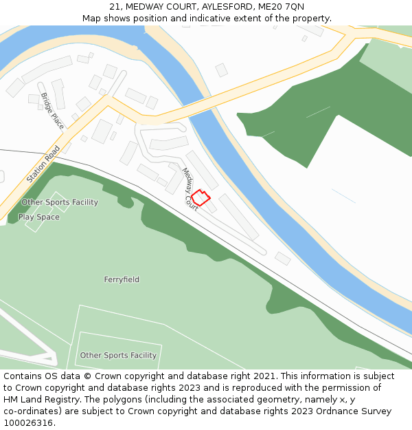 21, MEDWAY COURT, AYLESFORD, ME20 7QN: Location map and indicative extent of plot