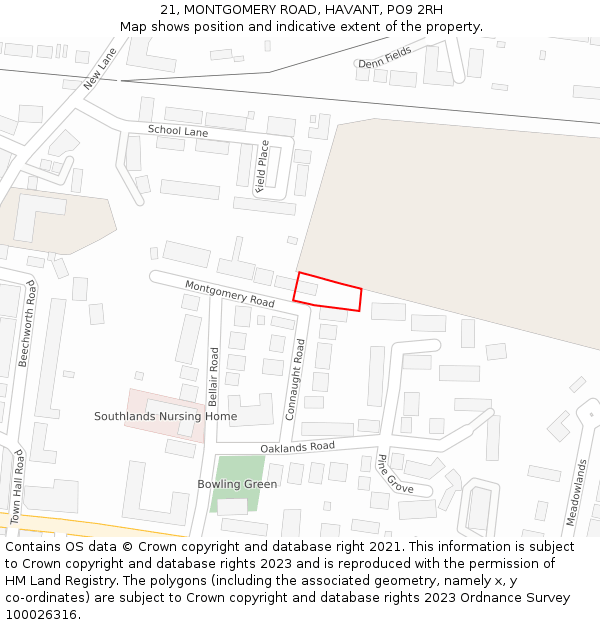 21, MONTGOMERY ROAD, HAVANT, PO9 2RH: Location map and indicative extent of plot