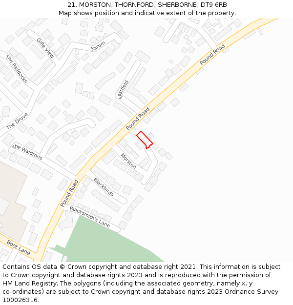 21, MORSTON, THORNFORD, SHERBORNE, DT9 6RB: Location map and indicative extent of plot