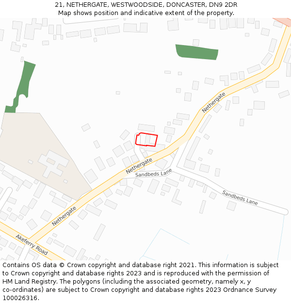 21, NETHERGATE, WESTWOODSIDE, DONCASTER, DN9 2DR: Location map and indicative extent of plot