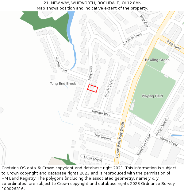 21, NEW WAY, WHITWORTH, ROCHDALE, OL12 8AN: Location map and indicative extent of plot