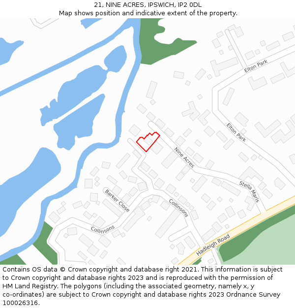 21, NINE ACRES, IPSWICH, IP2 0DL: Location map and indicative extent of plot
