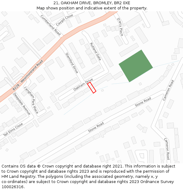 21, OAKHAM DRIVE, BROMLEY, BR2 0XE: Location map and indicative extent of plot