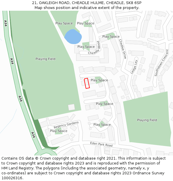 21, OAKLEIGH ROAD, CHEADLE HULME, CHEADLE, SK8 6SP: Location map and indicative extent of plot