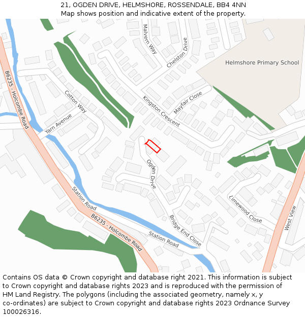 21, OGDEN DRIVE, HELMSHORE, ROSSENDALE, BB4 4NN: Location map and indicative extent of plot