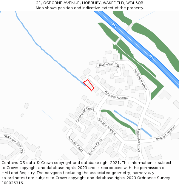 21, OSBORNE AVENUE, HORBURY, WAKEFIELD, WF4 5QR: Location map and indicative extent of plot