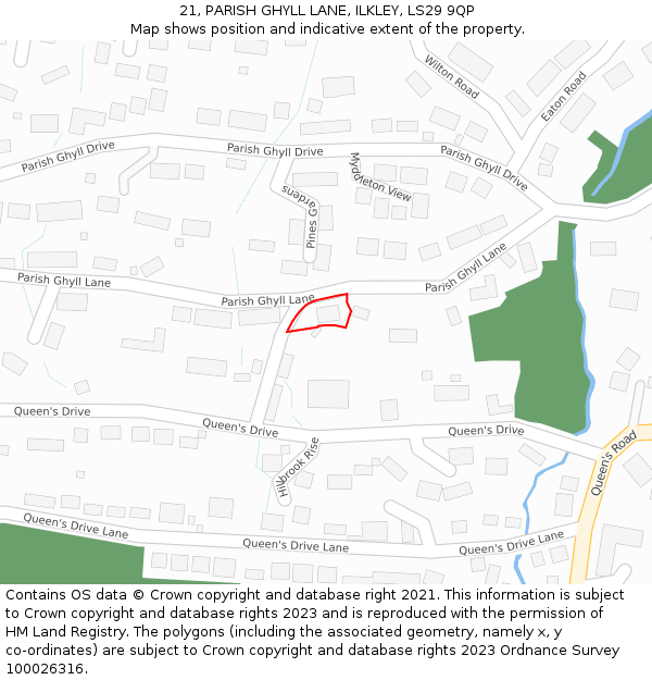 21, PARISH GHYLL LANE, ILKLEY, LS29 9QP: Location map and indicative extent of plot