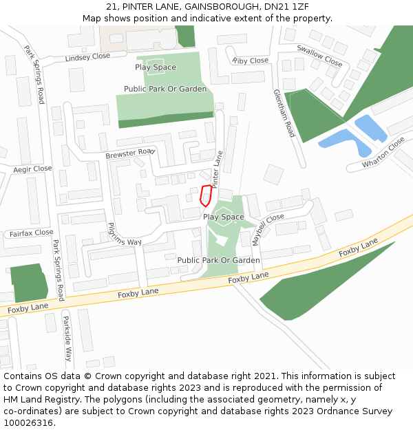 21, PINTER LANE, GAINSBOROUGH, DN21 1ZF: Location map and indicative extent of plot